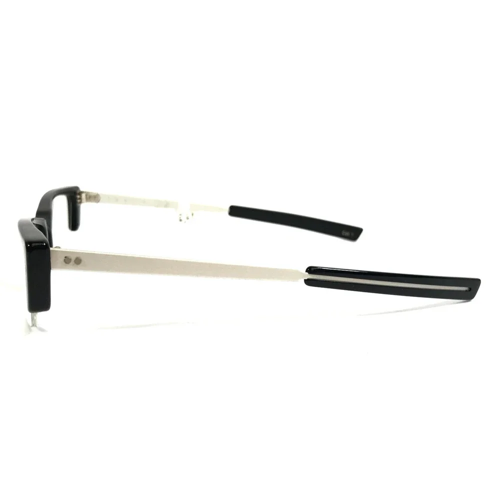 Onkel Eyeglasses Frames Zonk Col 1 Shiny Black Matte Silver Half Rim 50-18-138